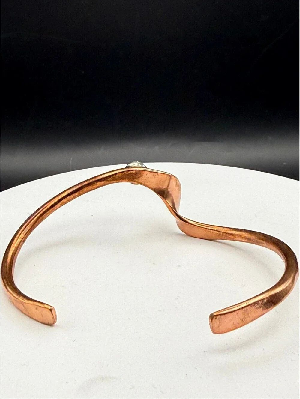 Artisan Copper Wave Cuff with Turquoise – Stamped 